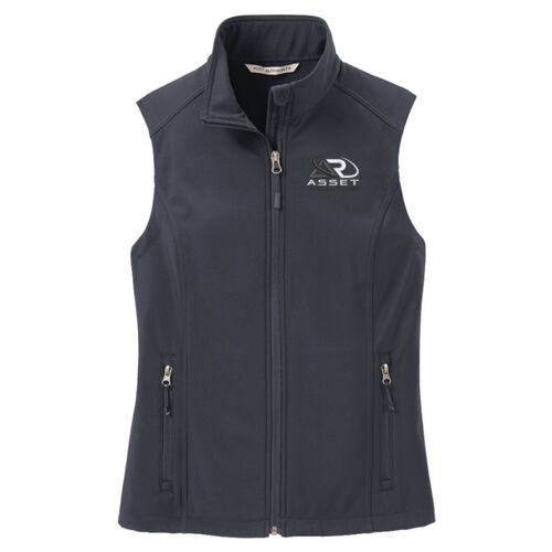 Ladies Core Soft Shell Vest - Black/White Thumbnail