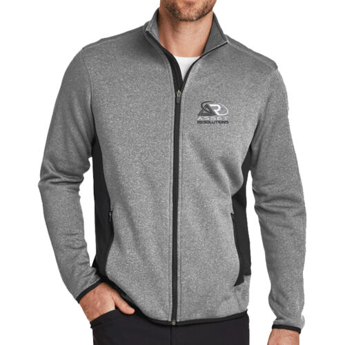 Full Zip Heather Stretch Fleece Jacket - Black/White Thumbnail
