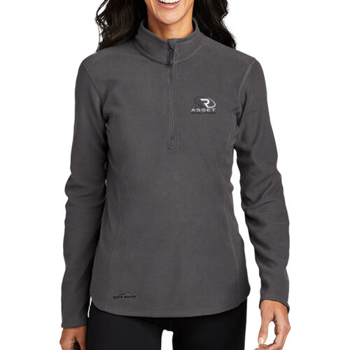 Ladies 1/2 Zip Microfleece Jacket - Black/White Thumbnail