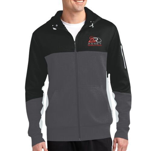 Tech Fleece Colorblock Full Zip Hooded Jacket - Red/Grey Thumbnail