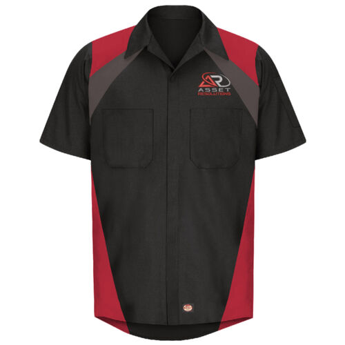 Tri-Color Short Sleeve Shop Shirt - Red/Grey Thumbnail